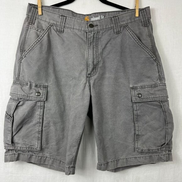 Carhartt Relaxed Fit Cargo Shorts Mens 34x10 Actual Sz Lived In Grunge Canvas - Picture 1 of 11